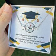 Custom Name Necklace Compass Graduation Necklace Motivational Message Card Graduate Gift for Her