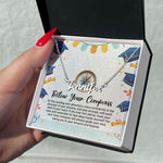 Load image into Gallery viewer, Custom Name Necklace Follow Your Compass Graduation Necklace Message Card Graduate Gift for Her
