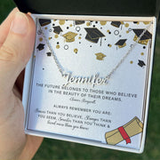 Custom Name Necklace, Graduation Necklace Inspirational Quote Message Card Graduate Gift