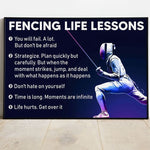 Load image into Gallery viewer, Fencing Life Lessons Poster Canvas Print Wall Art Club Decor Athlete Room Decor Inspirational Gift for Sports Lover
