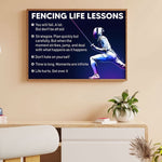 Load image into Gallery viewer, Fencing Life Lessons Poster Canvas Print Wall Art Club Decor Athlete Room Decor Inspirational Gift for Sports Lover
