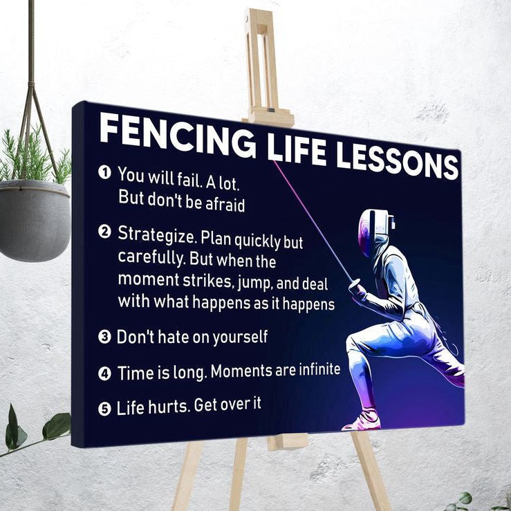 Fencing Life Lessons Poster Canvas Print Wall Art Club Decor Athlete Room Decor Inspirational Gift for Sports Lover