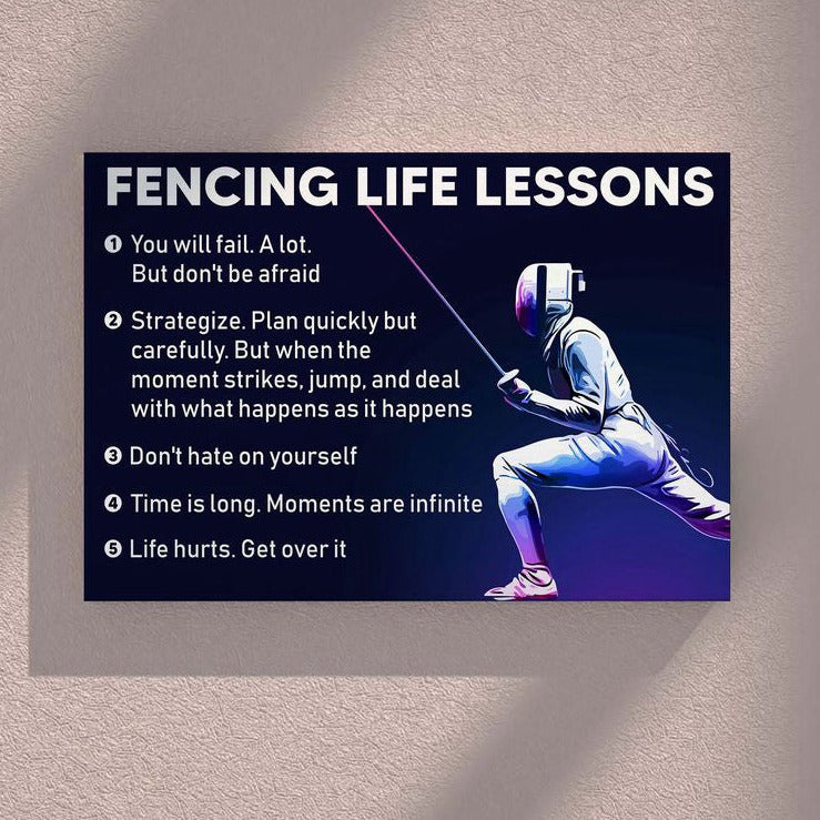 Fencing Life Lessons Poster Canvas Print Wall Art Club Decor Athlete Room Decor Inspirational Gift for Sports Lover