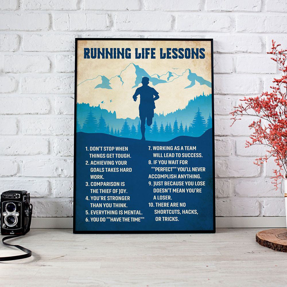 Running Life Lessons Poster Running Canvas Print Wall Art Home Decor Inspirational Gift for Runner Running Lover