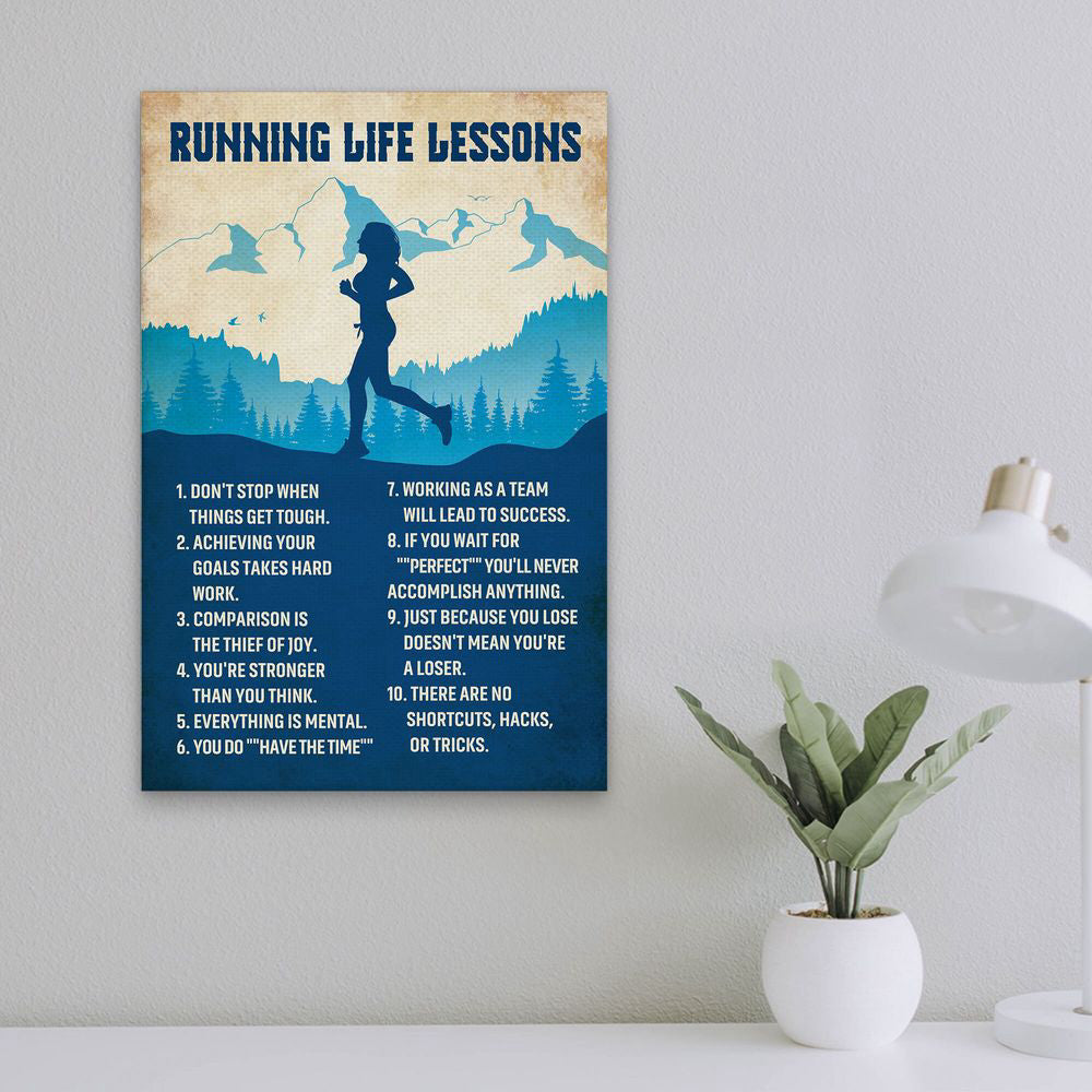 Running Life Lessons Poster Running Canvas Print Wall Art Home Decor Inspirational Gift for Runner Running Lover