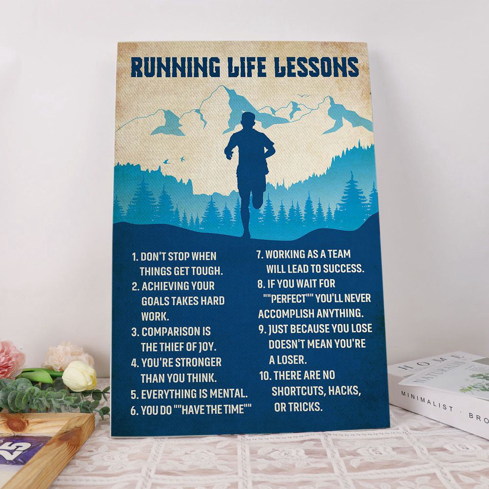 Running Life Lessons Poster Running Canvas Print Wall Art Home Decor Inspirational Gift for Runner Running Lover