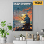 Load image into Gallery viewer, Fishing Life Lessons Personalized Fishing Poster Canvas Print Wall Art Home Man Cave Decor Custom Gift for Grandpa
