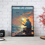 Load image into Gallery viewer, Fishing Life Lessons Personalized Fishing Poster Canvas Print Wall Art Home Man Cave Decor Custom Gift for Grandpa
