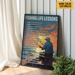 Load image into Gallery viewer, Fishing Life Lessons Personalized Fishing Poster Canvas Print Wall Art Home Man Cave Decor Custom Gift for Grandpa
