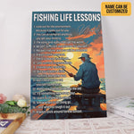 Load image into Gallery viewer, Fishing Life Lessons Personalized Fishing Poster Canvas Print Wall Art Home Man Cave Decor Custom Gift for Grandpa
