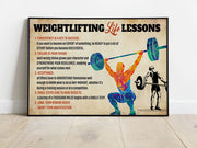 Weightlifting Life Lessons Poster Canvas Vintage Print Workout Room Decor Gym Fitness Club Decor Wall Art Motivational Gift for Weightlifter