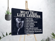 Muay Thai Life Lessons Poster Canvas Print Wall Art Club Decor Sport Room Decor Inspirational Gift for Muay Thai Player