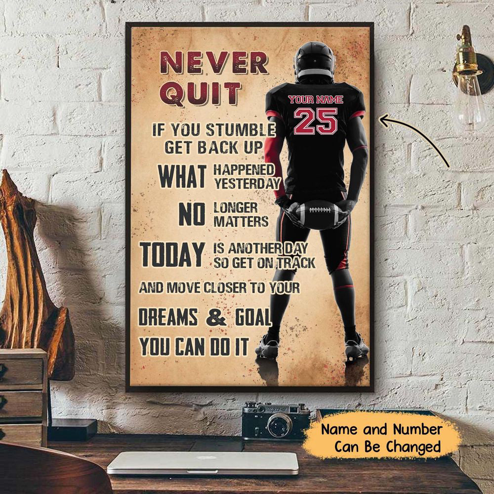 Personalized Football Poster, Boys Room Decor, Man Cave Decor, Football Player Gift