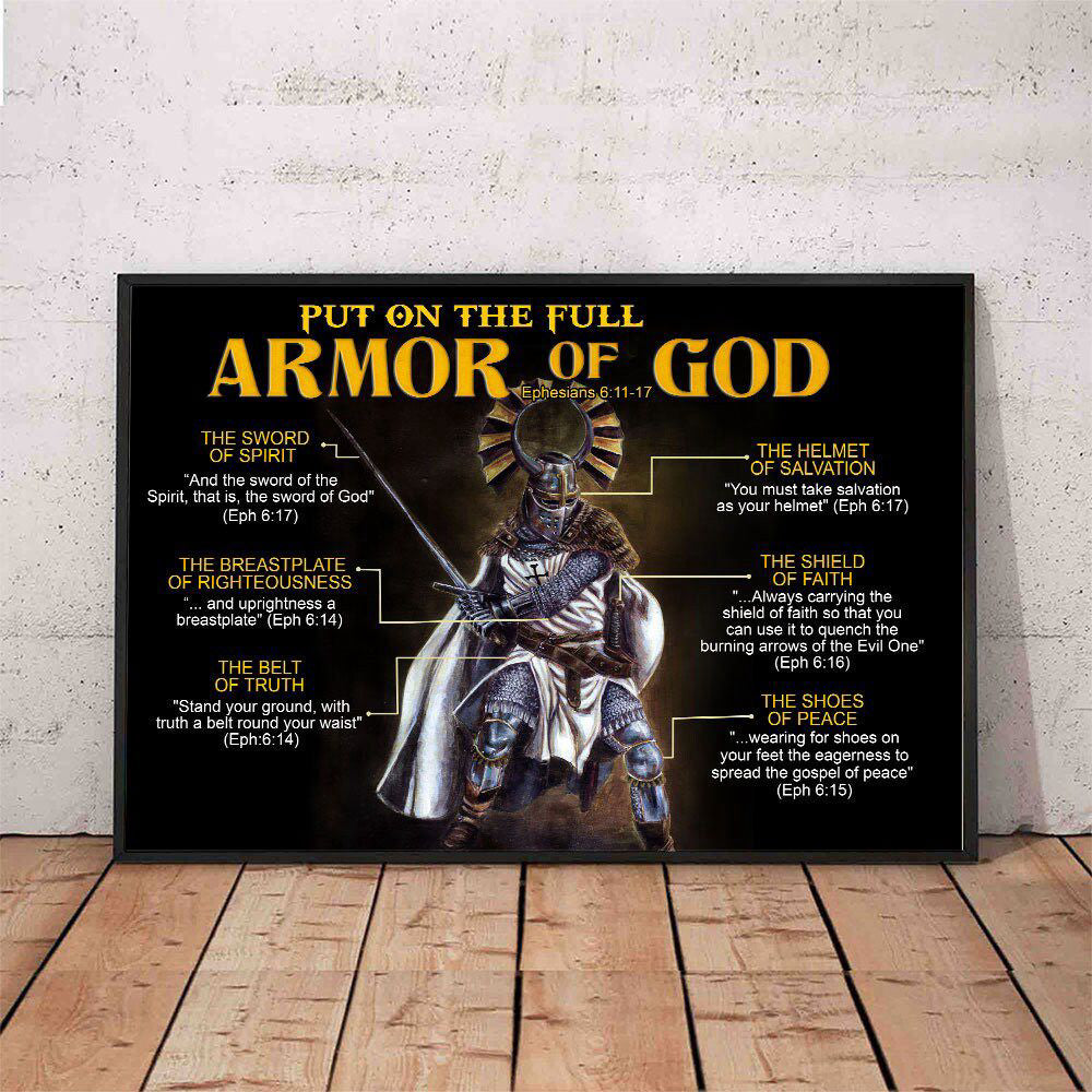 Amor of God Poster Knight Templar Poster for Room Home Decoration, Warrior Art, Christian Gift,