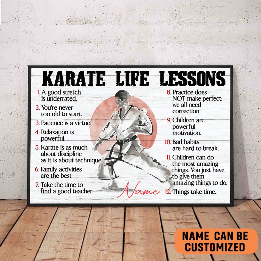 Personalized Karate Life Lessons Poster Karate Canvas Print Wall Art Boy's Room Decor Motivational Gift For Karate Player