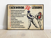 Taekwondo Life Lessons Poster Taekwondo Canvas Print Vintage Wall Art Room Decor Inspirational Gift Taekwondo Player