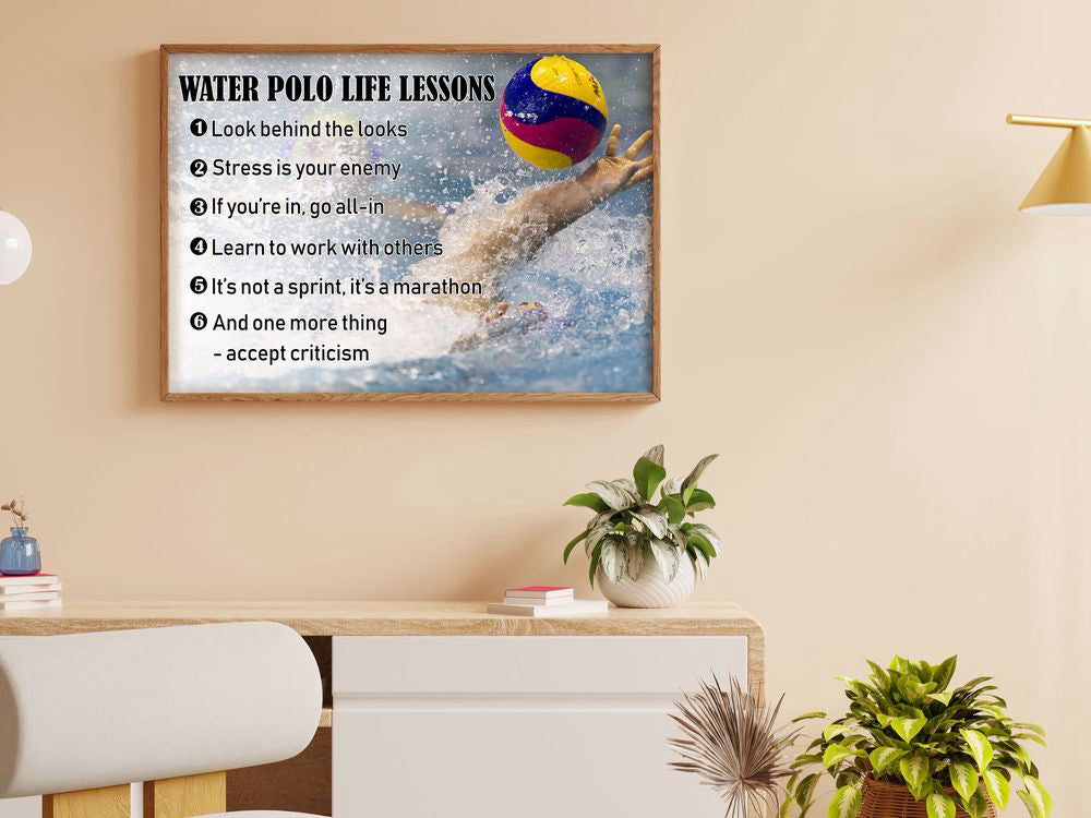 Water Polo Life Lessons Poster Canvas Print, Water Polo Poster, Water Polo Player Sport Lover Gift