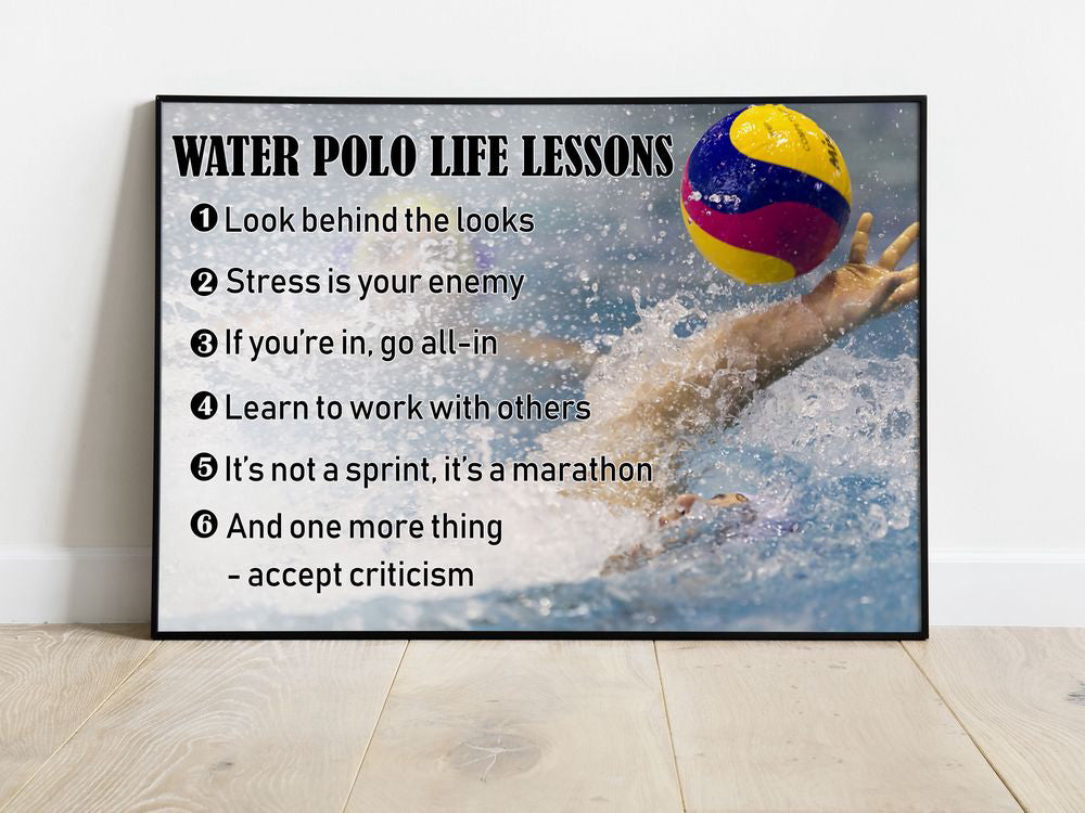 Water Polo Life Lessons Poster Canvas Print, Water Polo Poster, Water Polo Player Sport Lover Gift