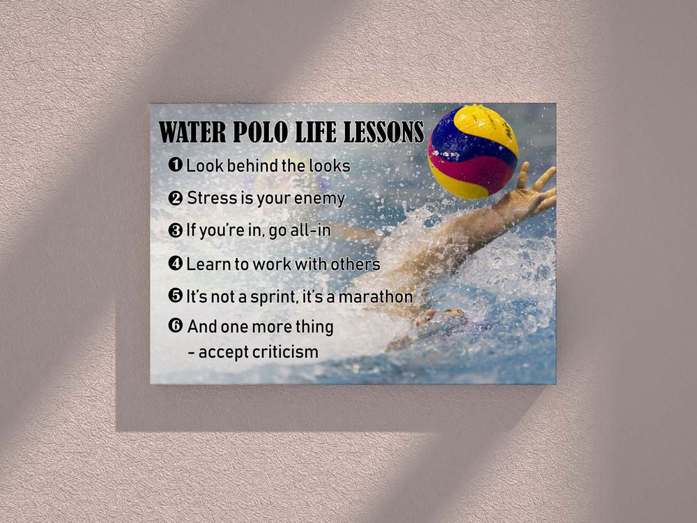 Water Polo Life Lessons Poster Canvas Print, Water Polo Poster, Water Polo Player Sport Lover Gift