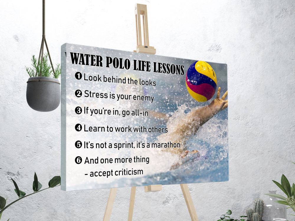 Water Polo Life Lessons Poster Canvas Print, Water Polo Poster, Water Polo Player Sport Lover Gift