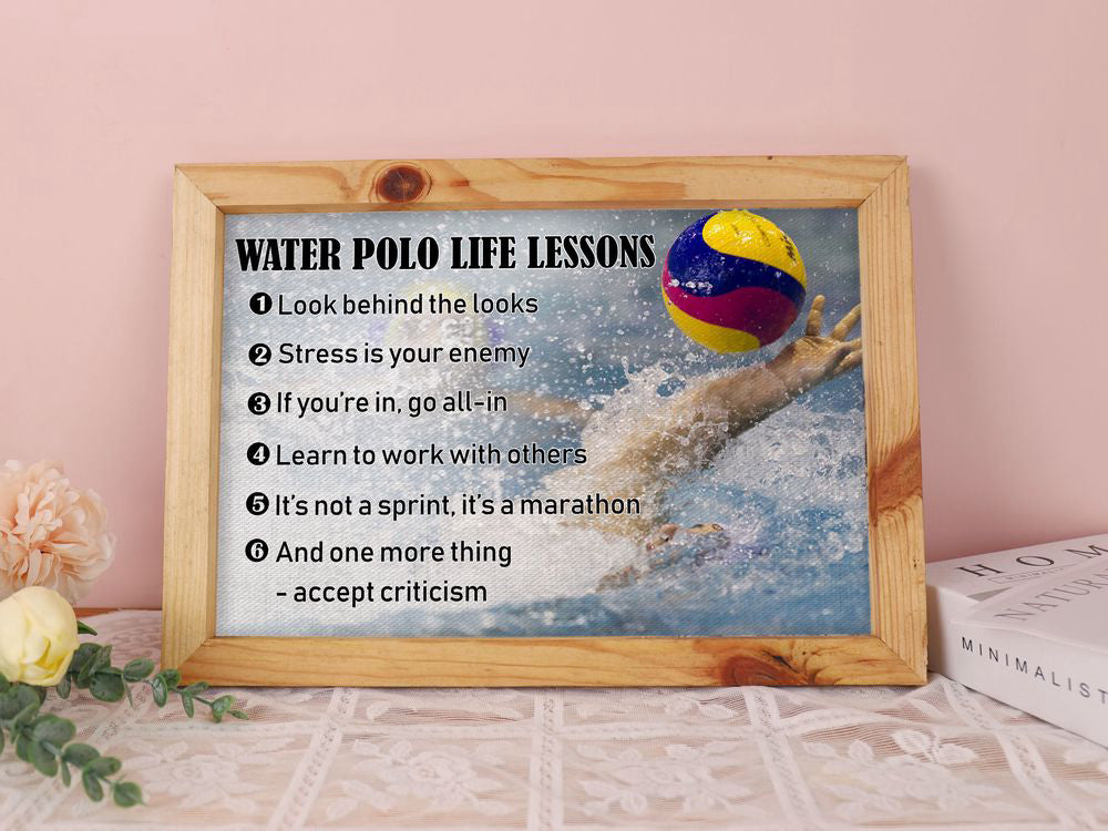 Water Polo Life Lessons Poster Canvas Print, Water Polo Poster, Water Polo Player Sport Lover Gift