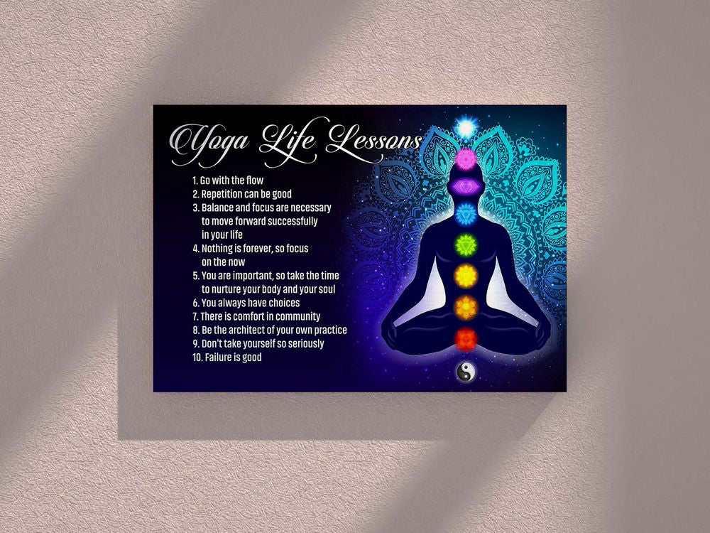 Yoga Life Lessons Poster Canvas Print, Yoga Poster, Meditation Poster, Yoga Room Club Decor, Yoga Lover Gifts Horizontal Yoga Wall Art Decor