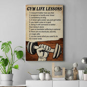 Gym Life Lessons Gym Poster Canvas Print Wall Art Motivational Gift for Gym Lover
