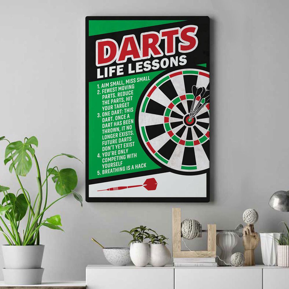 Darts Life Lessons Darts Poster Canvas Print Wall Art Game Room Decor Darts Club Decor Gift for Darts Lover