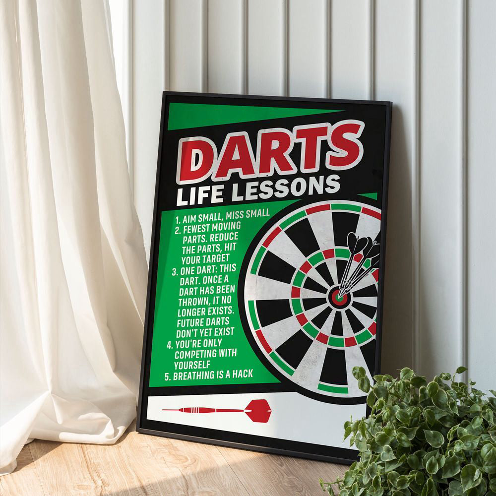 Darts Life Lessons Darts Poster Canvas Print Wall Art Game Room Decor Darts Club Decor Gift for Darts Lover