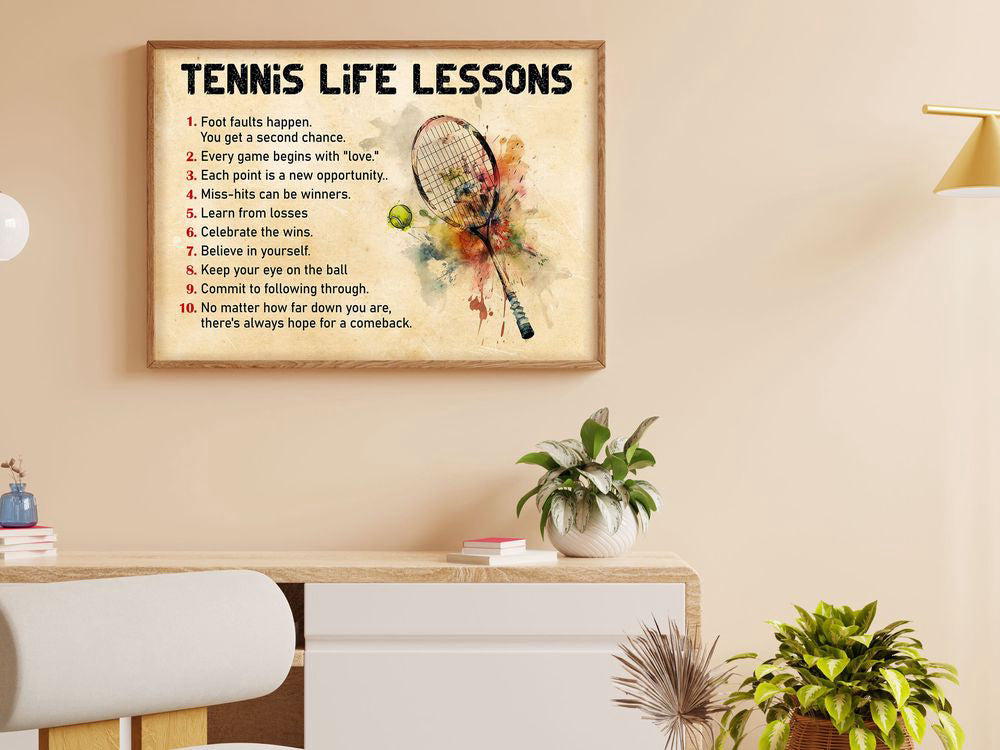 Tennis Life Lessons Tennis Poster Canvas Vintage Print Tennis Wall Art Room Decor Gift for Tennis Player