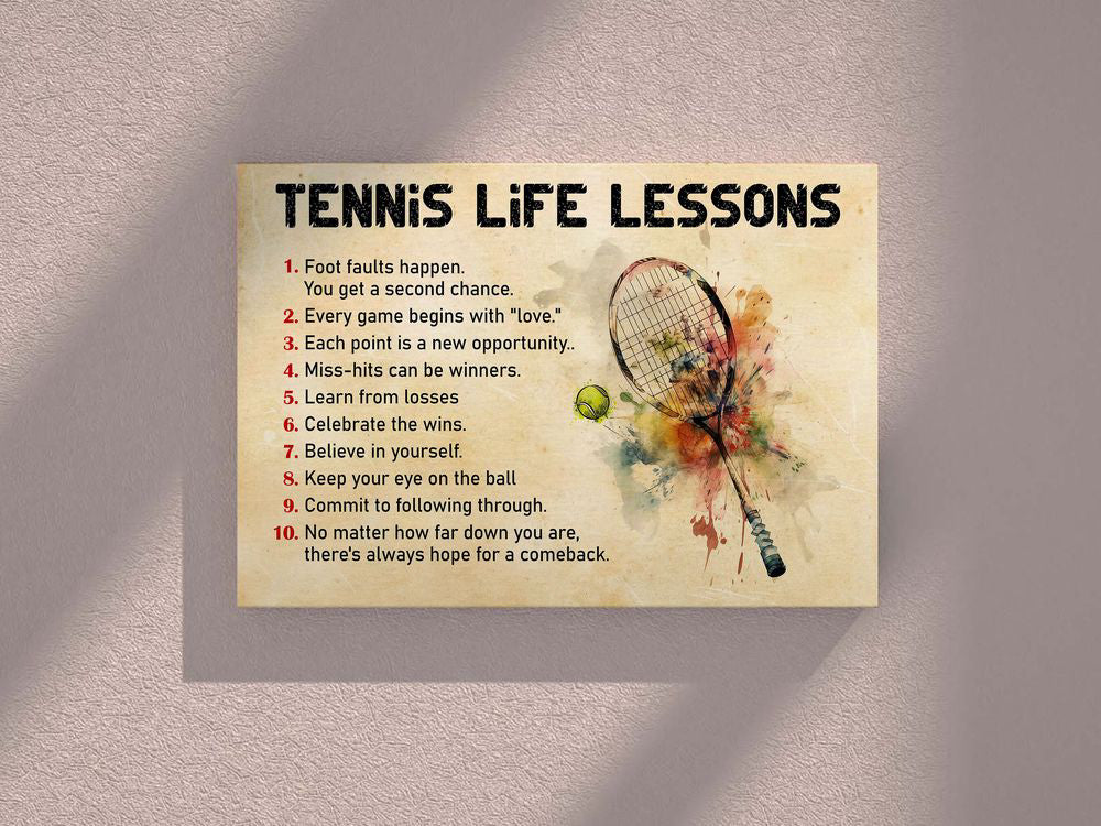 Tennis Life Lessons Tennis Poster Canvas Vintage Print Tennis Wall Art Room Decor Gift for Tennis Player