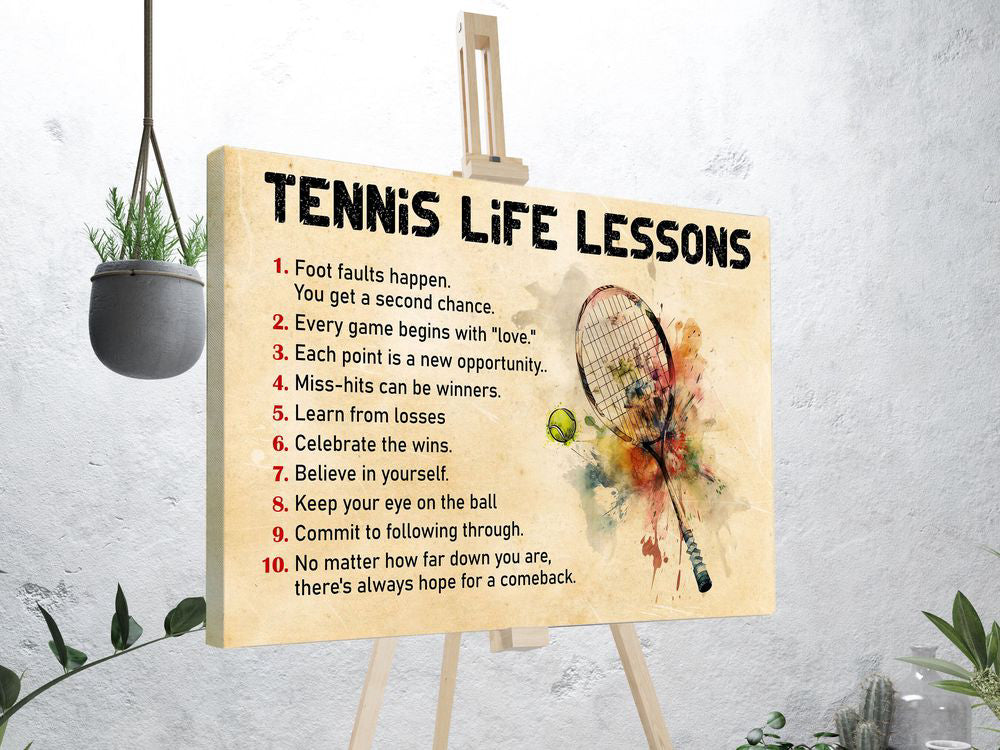 Tennis Life Lessons Tennis Poster Canvas Vintage Print Tennis Wall Art Room Decor Gift for Tennis Player