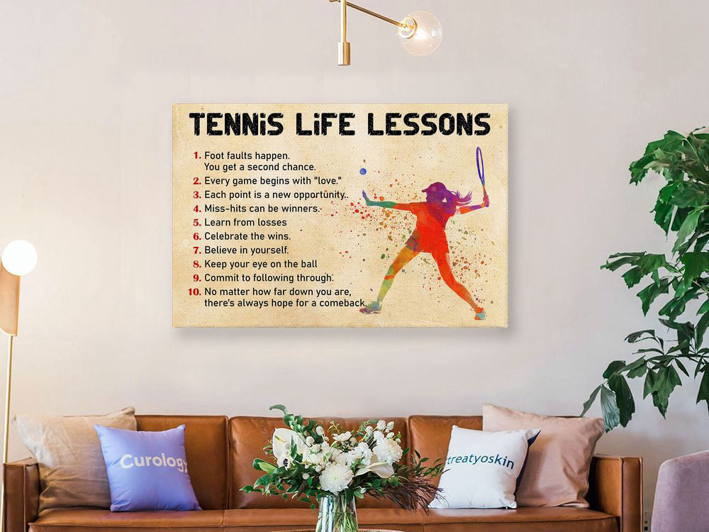 Tennis Life Lessons Tennis Poster Canvas Vintage Print Tennis Wall Art Room Decor Gift for Tennis Player