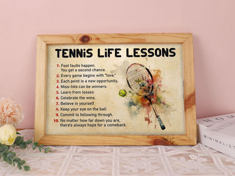 Tennis Life Lessons Tennis Poster Canvas Vintage Print Tennis Wall Art Room Decor Gift for Tennis Player