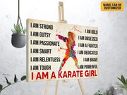 Custom Name Karate Girl Karate Poster Canvas Print Vintage Wall Art Girl's Room Decor Motivational Gift