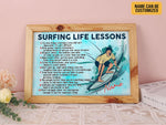 Load image into Gallery viewer, Surfing Life Lessons Custom Surfing Poster Canvas Print Wall Art Boy&#39;s Room Decoration Gift for Wave Surfer
