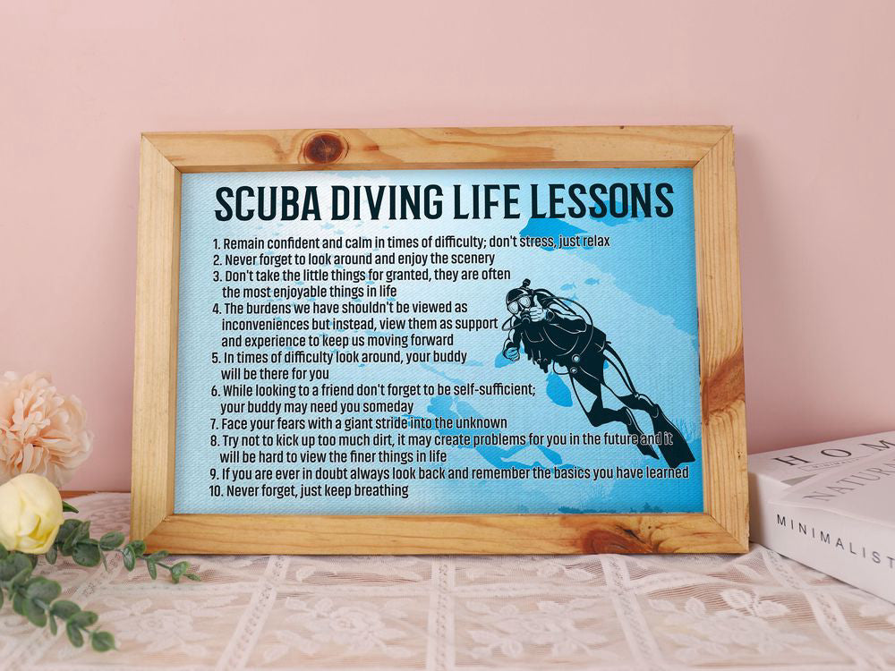 Scuba Diving Life Lessons Scuba Diving Poster Canvas Print Wall Art Room Decor Inspiration Gift For Scuba Divers