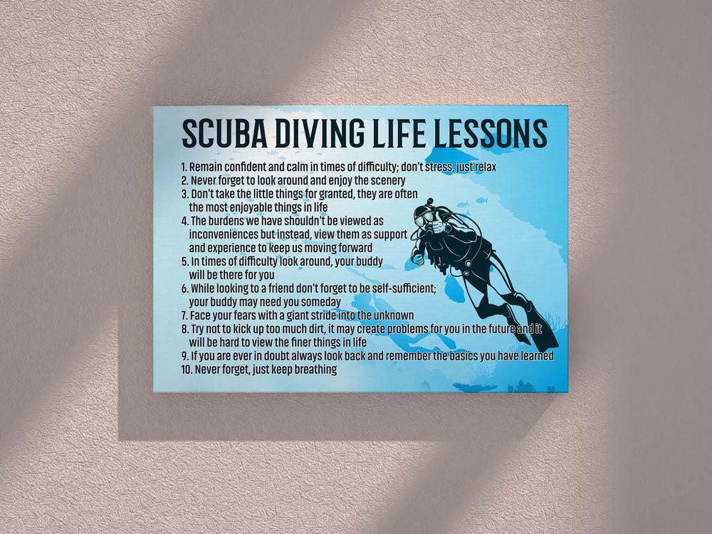 Scuba Diving Life Lessons Scuba Diving Poster Canvas Print Wall Art Room Decor Inspiration Gift For Scuba Divers