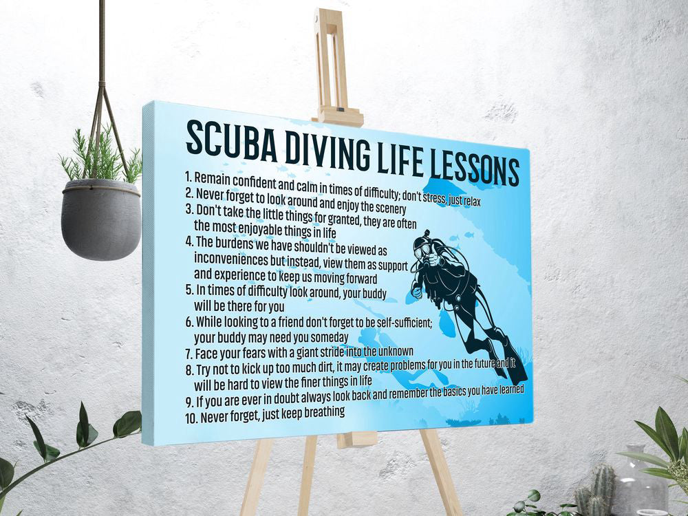 Scuba Diving Life Lessons Scuba Diving Poster Canvas Print Wall Art Room Decor Inspiration Gift For Scuba Divers