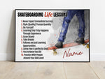 Load image into Gallery viewer, Custom Name Skateboarding Life Lessons Poster Canvas Print Wall Art Room Club Decor Inspiration  Gifts for Skateboarders
