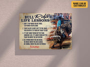 Bull Riding Life Lessons Personalized Bull Riding Poster Canvas Print Vintage Wall Art Decor Inspirational Gift Bull Rider Team Rodeo Lover