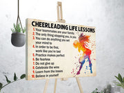 Cheerleading Life Lessons Poster Canvas Watercolor Print Wall Art School Club Decor Girls Room Decor Inspirational Gift for Cheerleaders