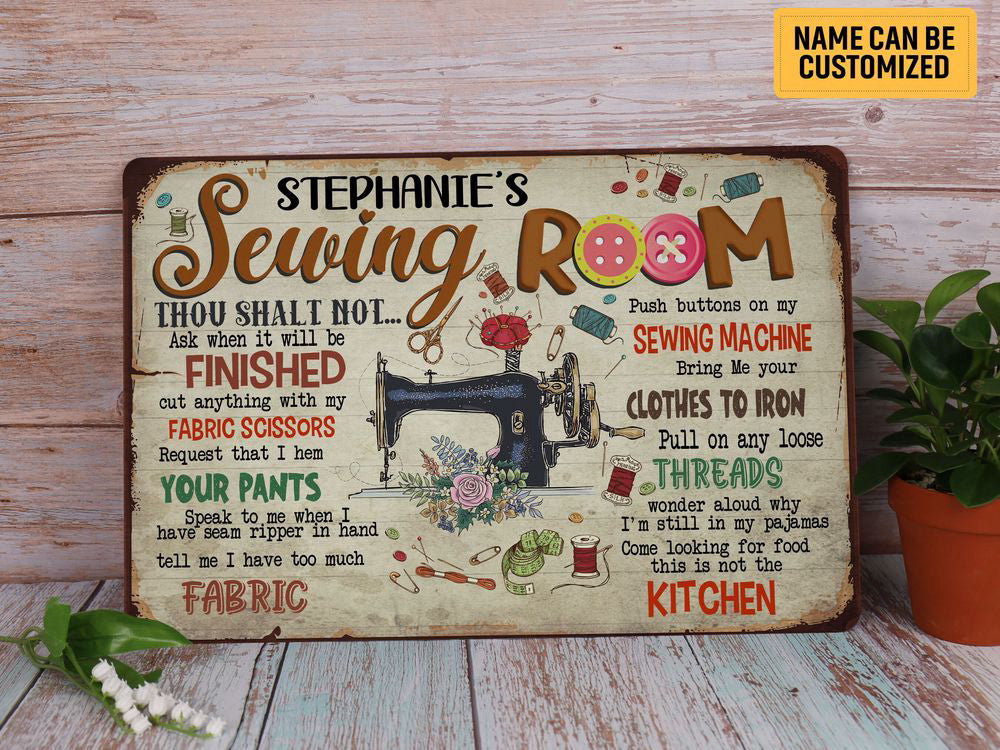 Personalized Sewing Room Metal Sign Classic Funny Gift for Sewer