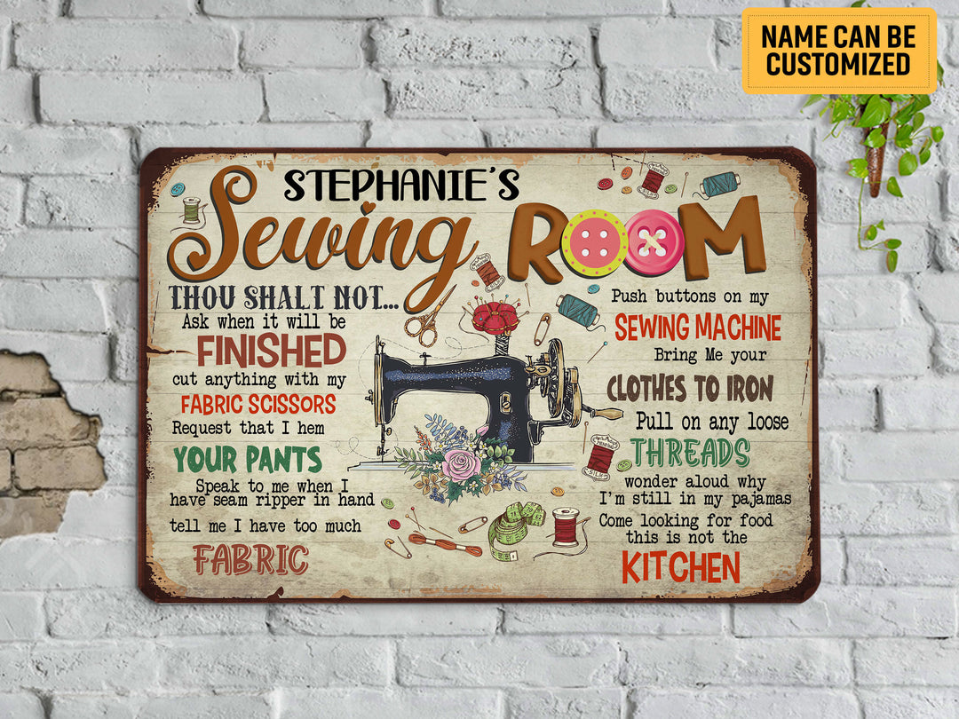 Personalized Sewing Room Metal Sign Classic Funny Gift for Sewer