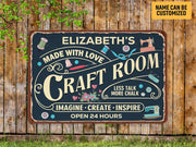Personalized Craft Room Metal Sign Made With Love Imagine Create Inspire She Shed Sign Gift for Her
