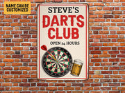 Personalized Beer Darts Club Metal Sign Custom Darts Room Sign Gift for Darts Lover