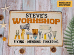 Load image into Gallery viewer, Personalized Workshop Metal Sign Custom Workshop Sign Vintage Garage Sign Tool Shed Gift for Him
