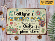 Personalized Quilting Room Metal Sign Classic Tin Gift for Quilter Tailor Quilting Wall Art Indoor Workshop Craft Room Sewing Room Decor