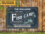 Load image into Gallery viewer, Personalized Fish Camp Metal Sign Art Fishing Lover Gift Welcome Tin Plaque Camp Sign Gift for Fisherman
