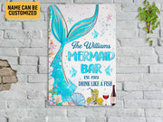 Personalized Mermaid Bar Metal Sign Drink Like A Fish Mermaid Sign Wall Art Family Gift Home Bar Decor Mermaid Cottage Mermaid Lounge Tin